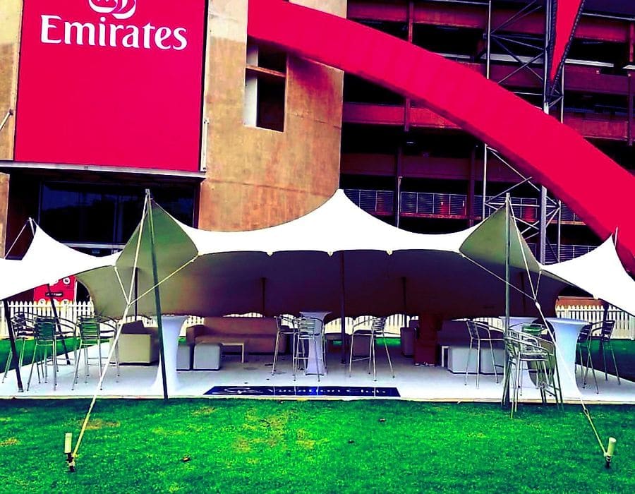 Branded stretch tents at a corporate activation